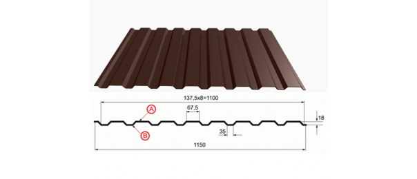 Профнастил коричневый оцинкованный  RAL 8017 С-20 купить недорого в Видном