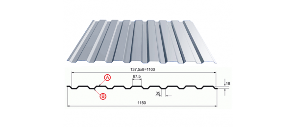 Профнастил оцинкованный С-20 1100x2500 купить недорого в Видном
